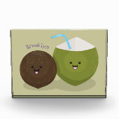 かわいいハッピーかわいいココナッツ漫画イラストレーション フォトブロック (正面)