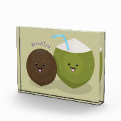 かわいいハッピーかわいいココナッツ漫画イラストレーション フォトブロック (右)