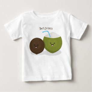 かわいいハッピーかわいいココナッツ漫画イラストレーション ベビーTシャツ