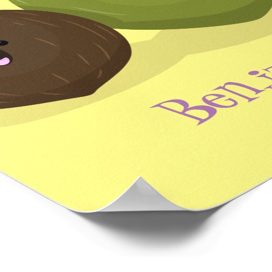 かわいいハッピーかわいいココナッツ漫画イラストレーション ポスター (角)