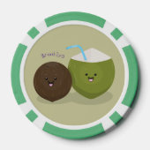 かわいいハッピーかわいいココナッツ漫画イラストレーション ポーカーチップ (裏面)