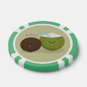 かわいいハッピーかわいいココナッツ漫画イラストレーション ポーカーチップ (シングル)