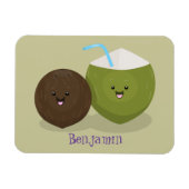 かわいいハッピーかわいいココナッツ漫画イラストレーション マグネット (横)