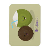 かわいいハッピーかわいいココナッツ漫画イラストレーション マグネット (縦)