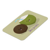 かわいいハッピーかわいいココナッツ漫画イラストレーション マグネット (左側)