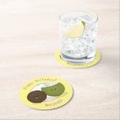 かわいいハッピーかわいいココナッツ漫画イラストレーション ラウンドペーパーコースター (インサイチュ)