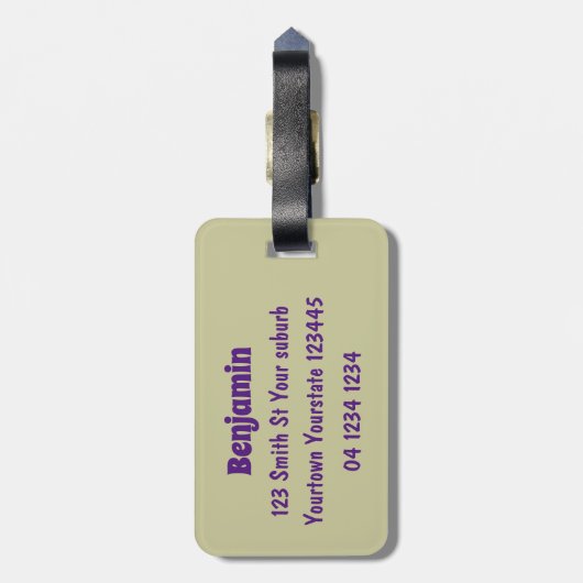 かわいいハッピーかわいいココナッツ漫画イラストレーション ラゲッジタグ (裏面縦)