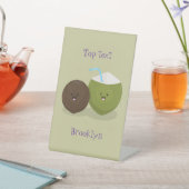 かわいいハッピーかわいいココナッツ漫画イラストレーション 台座サイン (インサイチュ)