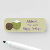 かわいいハッピーかわいいココナッツ漫画イラストレーション 名札 (インサイチュ)