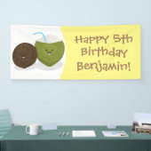 かわいいハッピーかわいいココナッツ漫画イラストレーション 横断幕 (トレードショー)