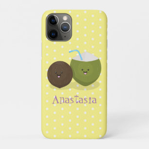 かわいいハッピーかわいいココナッツ漫画イラストレーション iPhone 11 PROケース