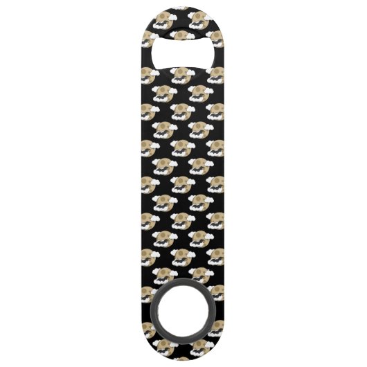 かわいいハッピーこうもり飛んでいるオンフルムーンパターン スピード栓抜き (正面)