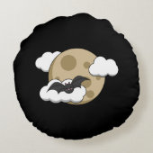 かわいいハッピーこうもり飛んでいるオンフルムーン ラウンドクッション (裏面)