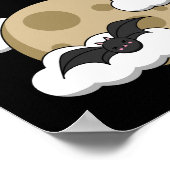 かわいいハッピーこうもり飛んでいるオンフルムーン |追加文字 ポスター (角)