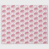 かわいいハッピーなハリネズミのモノグラム ラッピングペーパー (フラット)