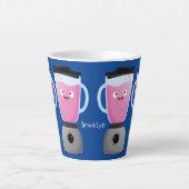 かわいいハッピーな食品ブレンダー台所家電アニメ カフェラテマグ (正面)