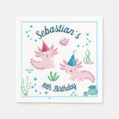 かわいいハッピーアキソトロルホワイトバースデーパーティナプキンス スタンダードカクテルナプキン (正面)