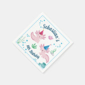 かわいいハッピーアキソトロルホワイトバースデーパーティナプキンス スタンダードカクテルナプキン (角)