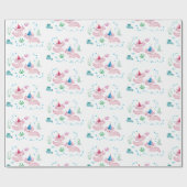 かわいいハッピーアキソロトル誕生日パーティーホワイト ラッピングペーパー (フラット)