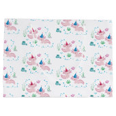 かわいいハッピーアキソロトル誕生日パーティーホワイト ラージペーパーバッグ (裏面)