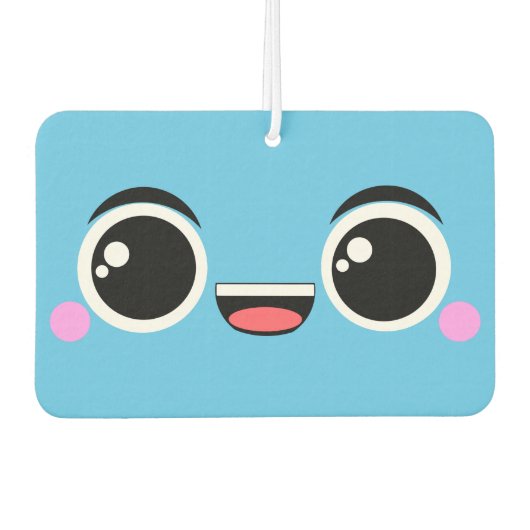 かわいいハッピーアニメフェイスティール（緑がかった色） カーエアーフレッシュナー (正面)