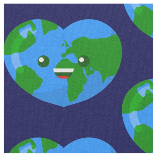 かわいいハッピーアースデイハート ファブリック (クローズアップ)