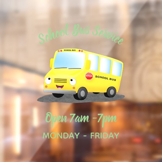 かわいいハッピーイエロースクールバスアニメ ウィンドウサイン (シート2)