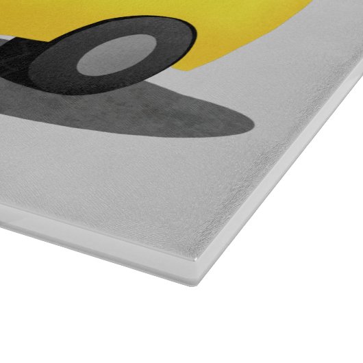 かわいいハッピーイエロースクールバスアニメ カッティングボード (角)