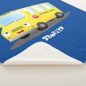 かわいいハッピーイエロースクールバスアニメ シェルパブランケット (3/4)