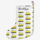 かわいいハッピーイエロースクールバスアニメ スモールクリスマスストッキング (裏面)