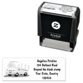 かわいいハッピーイエロースクールバスアニメ セルフインキングスタンプ (インサイチュ)