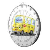 かわいいハッピーイエロースクールバスアニメ ダーツボード (正面右)
