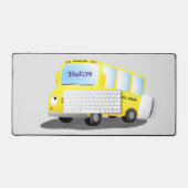 かわいいハッピーイエロースクールバスアニメ デスクマット (キーボード&マウス)