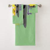 かわいいハッピーイエロースクールバスアニメ バスタオルセット (インサイチュ)