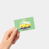 かわいいハッピーイエロースクールバスアニメ バッジ (Handheld)