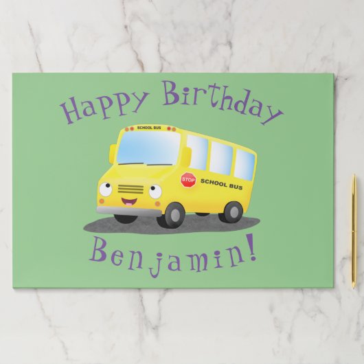 かわいいハッピーイエロースクールバスアニメ ペーパーパッド (インサイチュ)