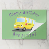 かわいいハッピーイエロースクールバスアニメ ペーパーパッド (折り畳み)