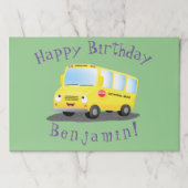 かわいいハッピーイエロースクールバスアニメ ペーパーパッド (正面)