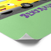 かわいいハッピーイエロースクールバスアニメ ポスター (角)