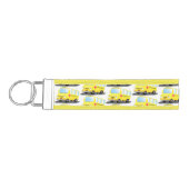 かわいいハッピーイエロースクールバスアニメ リストバンドキーホルダー (鍵左)