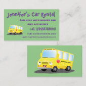 かわいいハッピーイエロースクールバスアニメ 名刺 (正面/裏面)