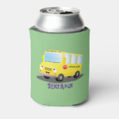 かわいいハッピーイエロースクールバスアニメ 缶クーラー (缶裏面)