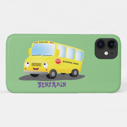 かわいいハッピーイエロースクールバスアニメ Case-Mate iPhoneケース (裏面(横))
