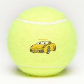 かわいいハッピーイエロースポーツカーアニメ テニスボール (裏面)