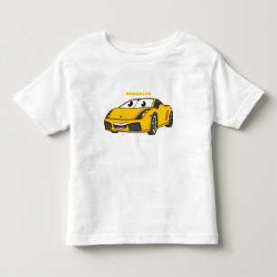 かわいいハッピーイエロースポーツカーアニメ トドラーTシャツ