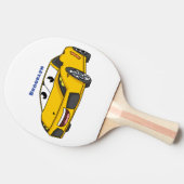 かわいいハッピーイエロースポーツカーアニメ 卓球ラケット (横)