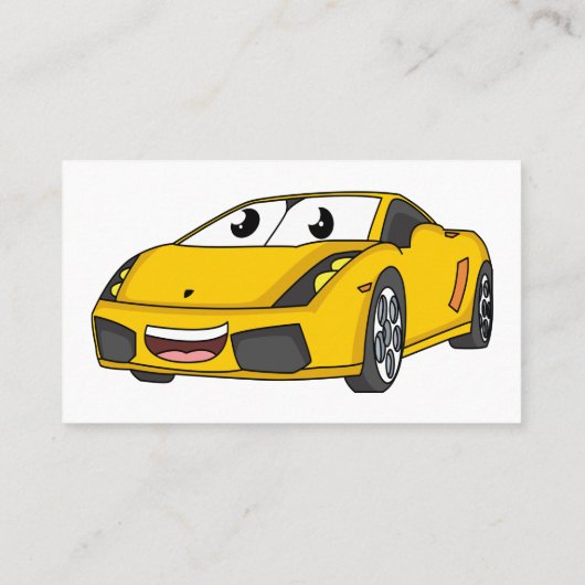 かわいいハッピーイエロースポーツカーアニメ 名刺 (裏面)
