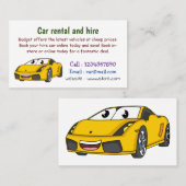 かわいいハッピーイエロースポーツカーアニメ 名刺 (正面/裏面)