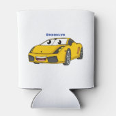 かわいいハッピーイエロースポーツカーアニメ 缶クーラー (裏面)