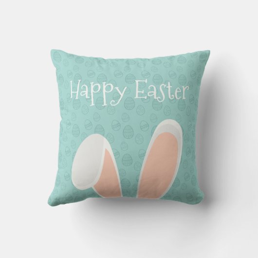 かわいいハッピーイースターのバニーの耳|の装飾用クッション クッション (裏面)